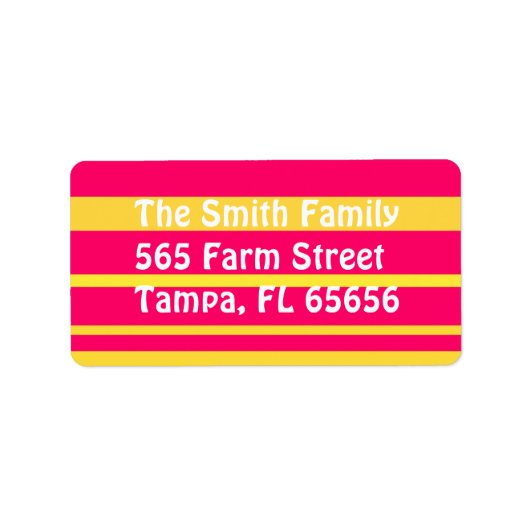 Adresetiketten met roze en gele strepen etiket (Voorkant)