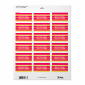 Adresetiketten met roze en gele strepen etiket (Full Sheet)