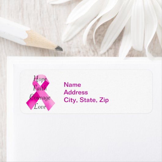 Adresetiketten met roze lint etiket (Insitu)