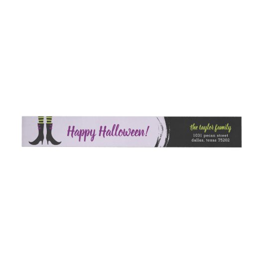 Adresetiketten met witte heks Boots Halloween (Individueel)