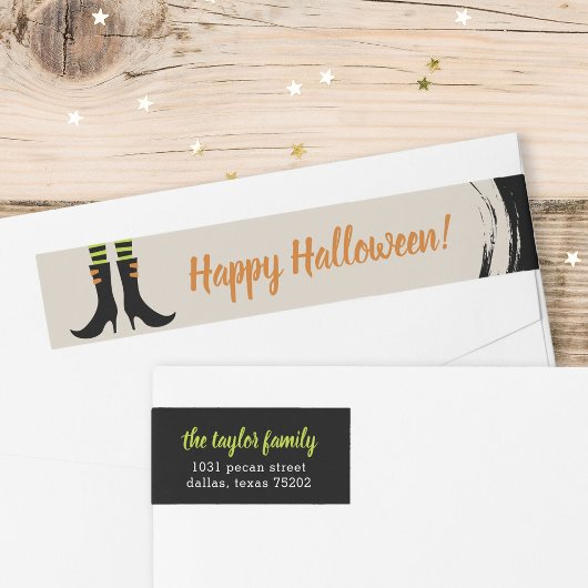 Adresetiketten met witte heks Boots Halloween