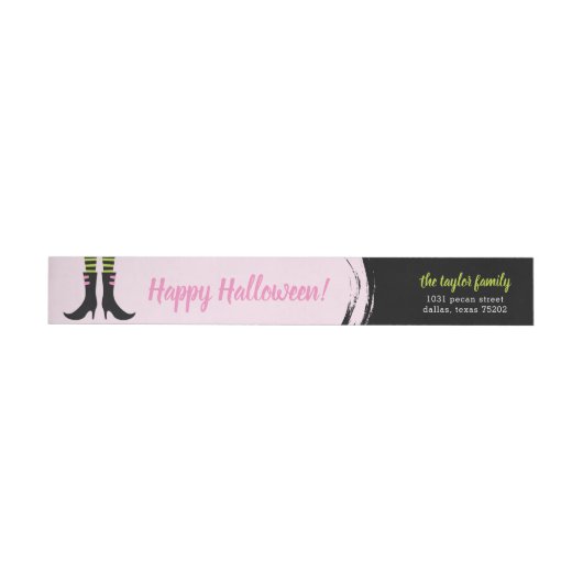 Adresetiketten met witte heks Boots Halloween (Individueel)
