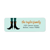 Adresetiketten met witte heks Boots Halloween Etiket (Voorkant)
