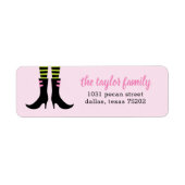 Adresetiketten met witte heks Boots Halloween Etiket (Voorkant)