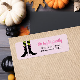 Adresetiketten met witte heks Boots Halloween Etiket