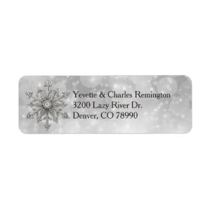 Adresetiketten met zilver en diamant Snowflake Etiket