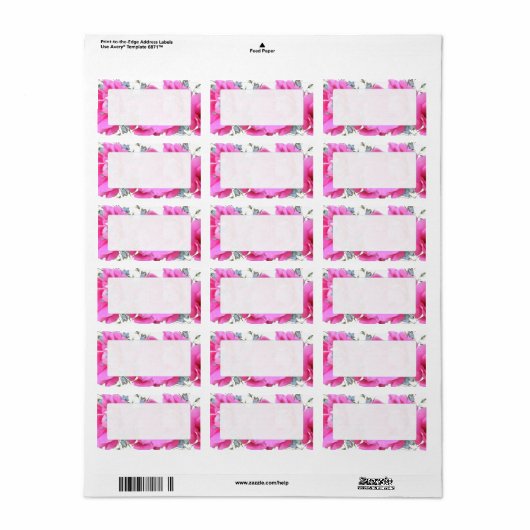 Adresetiketten met zoete roze bloemen etiket (Full Sheet)