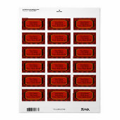 Adresetiketten met zwarte en rode oosterse stijl etiket (Full Sheet)