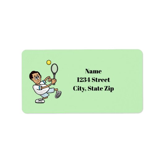 Adresetiketten met zwarte haarmannetjes tennisspel etiket (Voorkant)