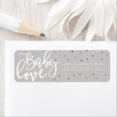 ADRESETIKETTEN | Modern Grey Baby Love Boy Script Etiket (Insitu)