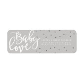 ADRESETIKETTEN | Modern Grey Baby Love Boy Script Etiket (Voorkant)
