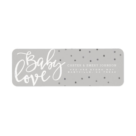 ADRESETIKETTEN | Modern Grey Baby Love Boy Script Etiket (Voorkant)