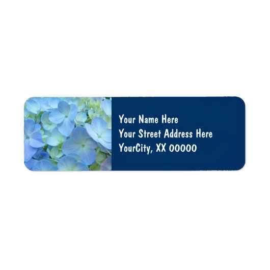 Adresetiketten op maat Blauwe bloemige Hydrangeas Etiket (Voorkant)