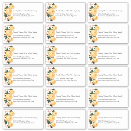 Adresetiketten Oranje bloemen voor aangepaste wedd Sticker (Voorkant)