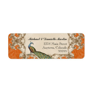 adresetiketten - Oranje  Peacock & Etchings Etiket