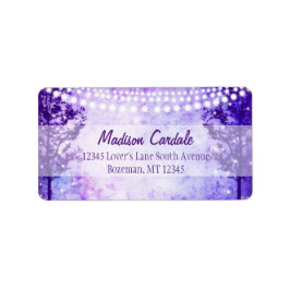 Adresetiketten Paarse Boom Band Lights Wedding Etiket