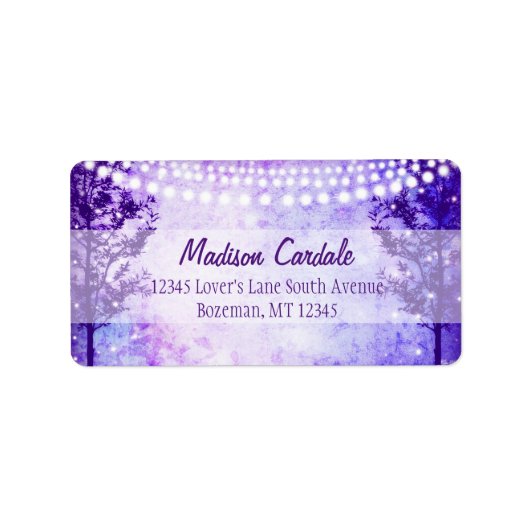 Adresetiketten Paarse Boom Band Lights Wedding Etiket (Voorkant)
