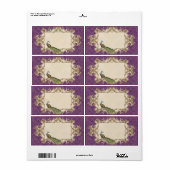 Adresetiketten - Paarse Peacock & Etchings Etiket (Full Sheet)