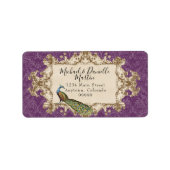 Adresetiketten - Paarse  Peacock & Etchings Etiket (Voorkant)