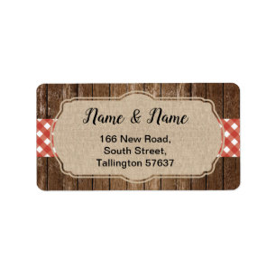 Adresetiketten Rode gingham BBQ Burlap Etiket