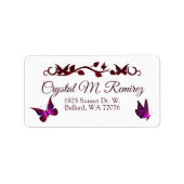 Adresetiketten rode vlinders etiket (Voorkant)