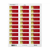Adresetiketten—Rood & Gouden Swirls Etiket (Full Sheet)