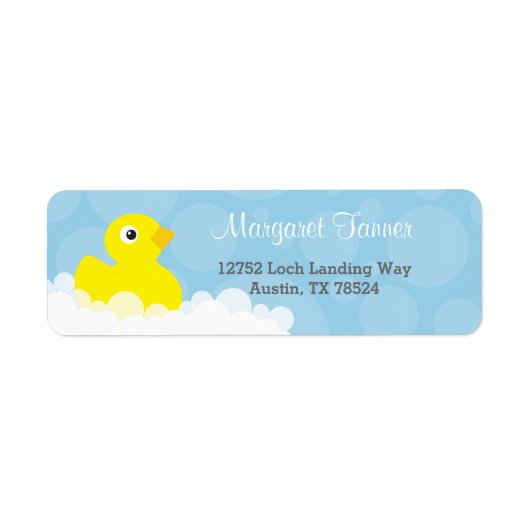 Adresetiketten - Rubber ducky design - Blauw Etiket (Voorkant)