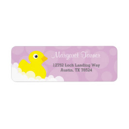 Adresetiketten - Rubber ducky Design - Lila Etiket
