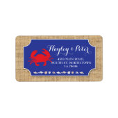 Adresetiketten Stickers bruiloft krab kook strand (Voorkant)