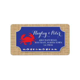 Adresetiketten Stickers bruiloft krab kook strand