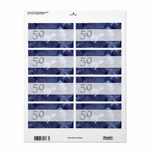 Adresetiketten strand thema 50e etiket (Full Sheet)