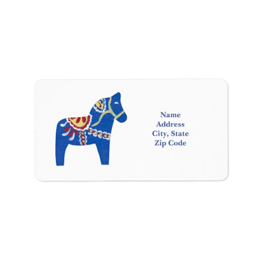 Adresetiketten van blue Dala Horse Etiket (Voorkant)