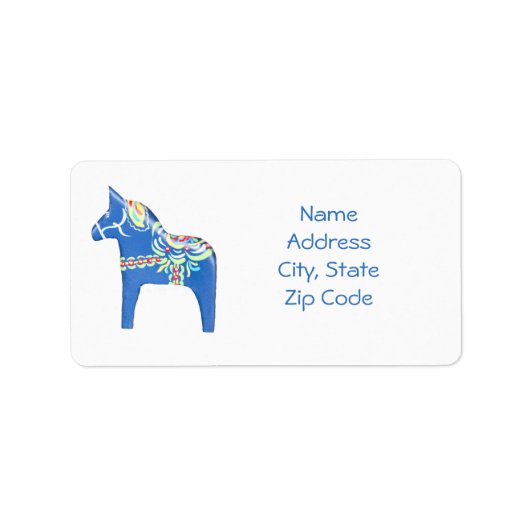 Adresetiketten van blue Dala Horse Etiket (Voorkant)