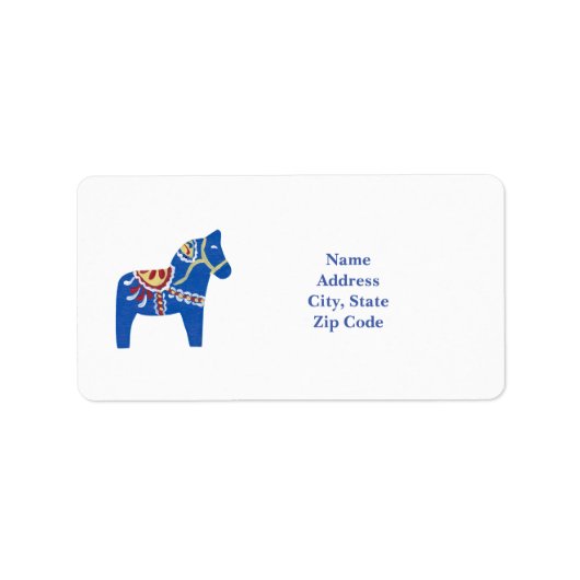 Adresetiketten van blue Dala Horse Etiket (Voorkant)