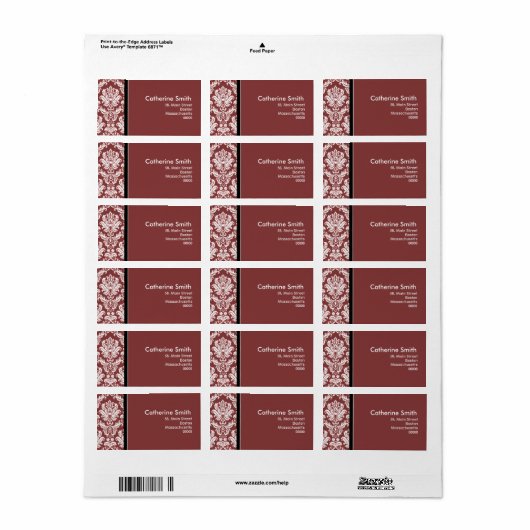  Adresetiketten van Bourgogne Damask Etiket (Full Sheet)