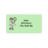 Adresetiketten van Brown Hair Male Tennis Player Etiket (Voorkant)