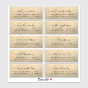 Adresetiketten van Champagne Gold Wedding Guest Sticker