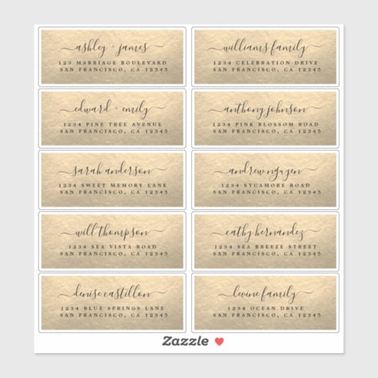 Adresetiketten van Champagne Gold Wedding Guest Sticker (Vel)