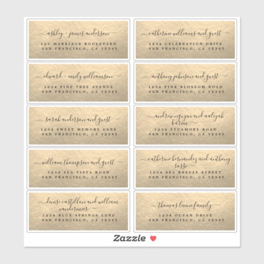 Adresetiketten van Champagne Gold Wedding Guest Sticker (Vel)