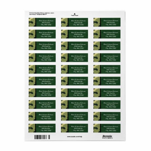 Adresetiketten van de Camouflage Camo Green Army Etiket (Full Sheet)