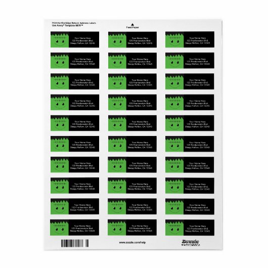 Adresetiketten van de Kinder partij Halloween Fran Etiket (Full Sheet)