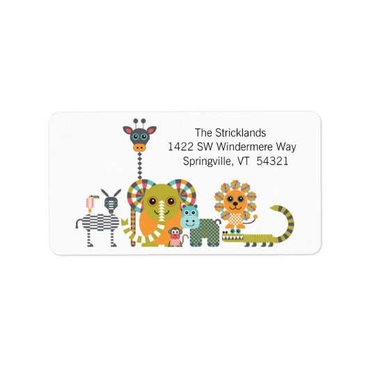 Adresetiketten van de moderne Oerwoud Safari Anima Etiket (Voorkant)