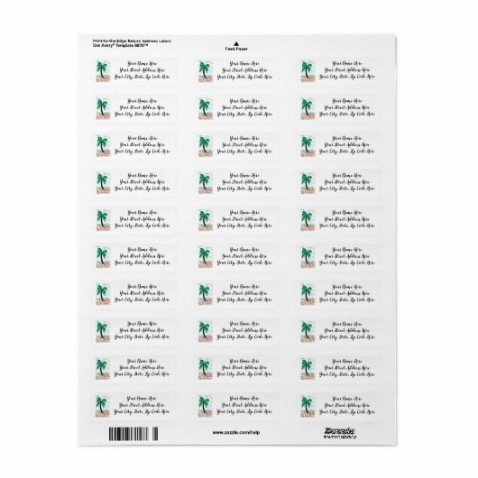 Adresetiketten van de palmboom (30 labels per blad (Full Sheet)