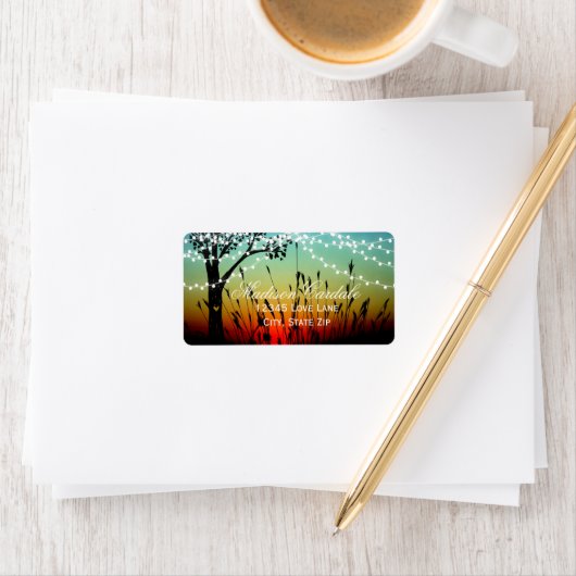 Adresetiketten van de Rustic String Lights Sunset Etiket (Insitu)