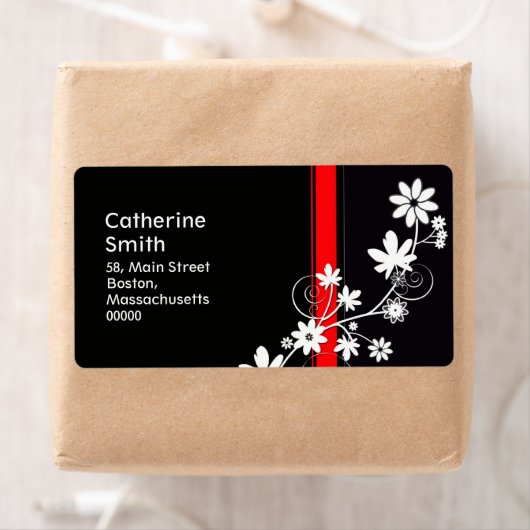 Adresetiketten van de zwarte en de Rode Daisy Etiket (Insitu)