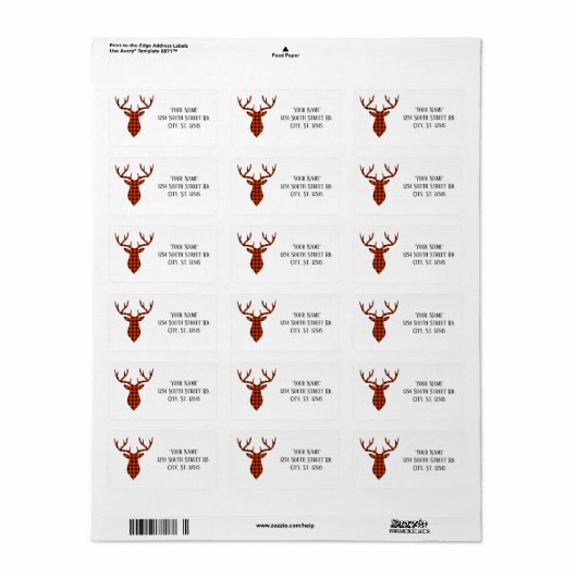 Adresetiketten van Flannel Deer Etiket (Full Sheet)