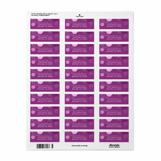 Adresetiketten van Floral Mauve Paarse Vrijgezelle Etiket (Full Sheet)