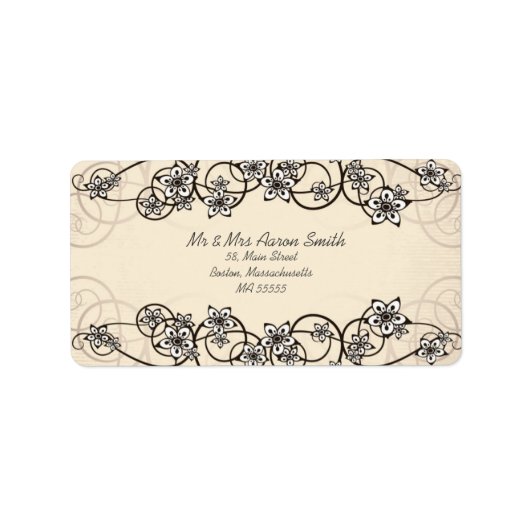 Adresetiketten van Floral Swirl Etiket (Voorkant)