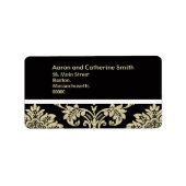 Adresetiketten van het Black and Ivory Damask Wedd Etiket (Voorkant)