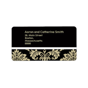 Adresetiketten van het Black and Ivory Damask Wedd Etiket